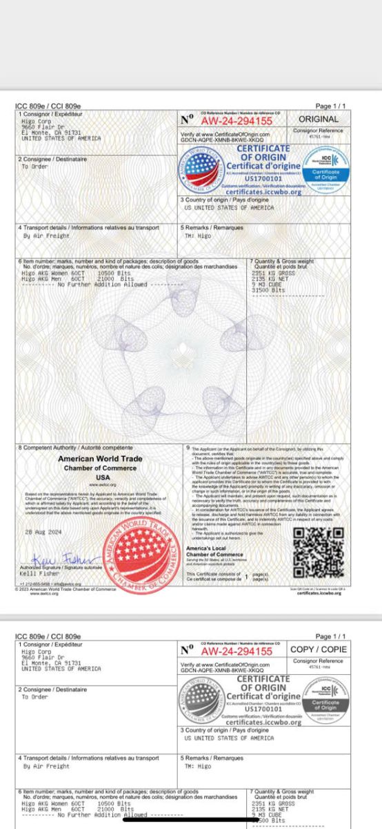 Giấy Phép - sản phẩm Chống lão hoá GnAKG - HIGO global