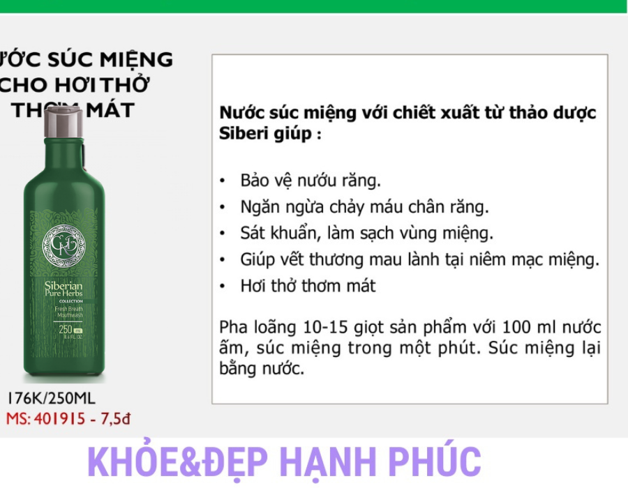 Nước Súc Miệng SIBERIAN FRESH BREATH MOUTHWASH Làm Sạch Răng Miệng