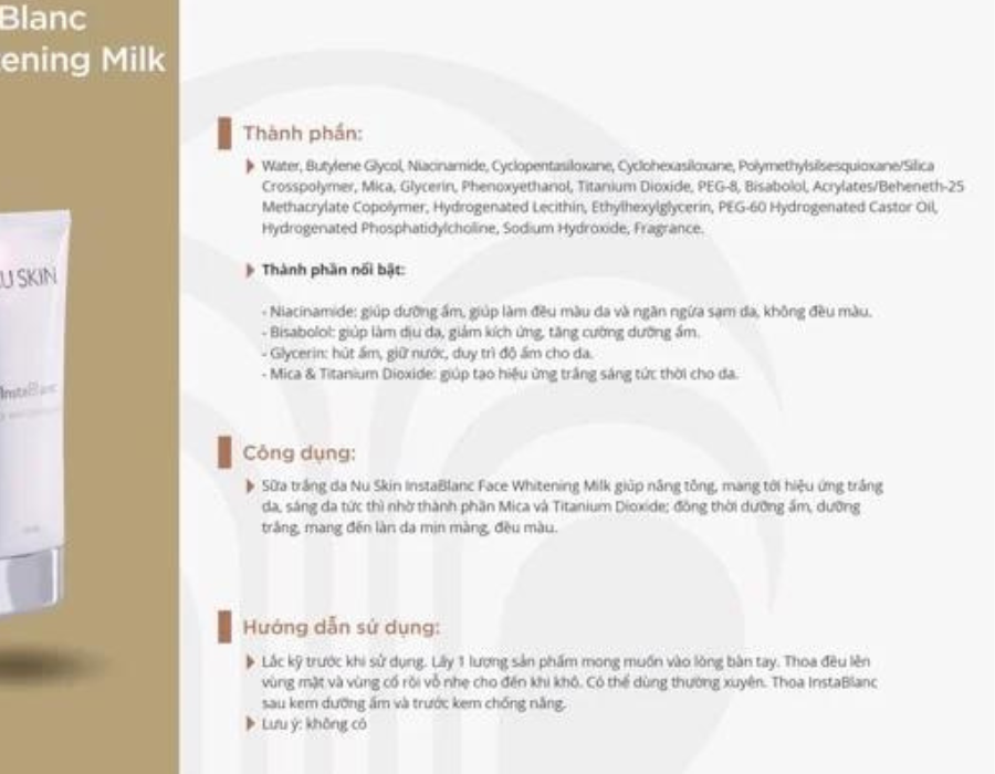 Sữa INSTABLANC WHITENING MILK NUSKIN Dưỡng Trắng Da nhập khẩu Indonesia