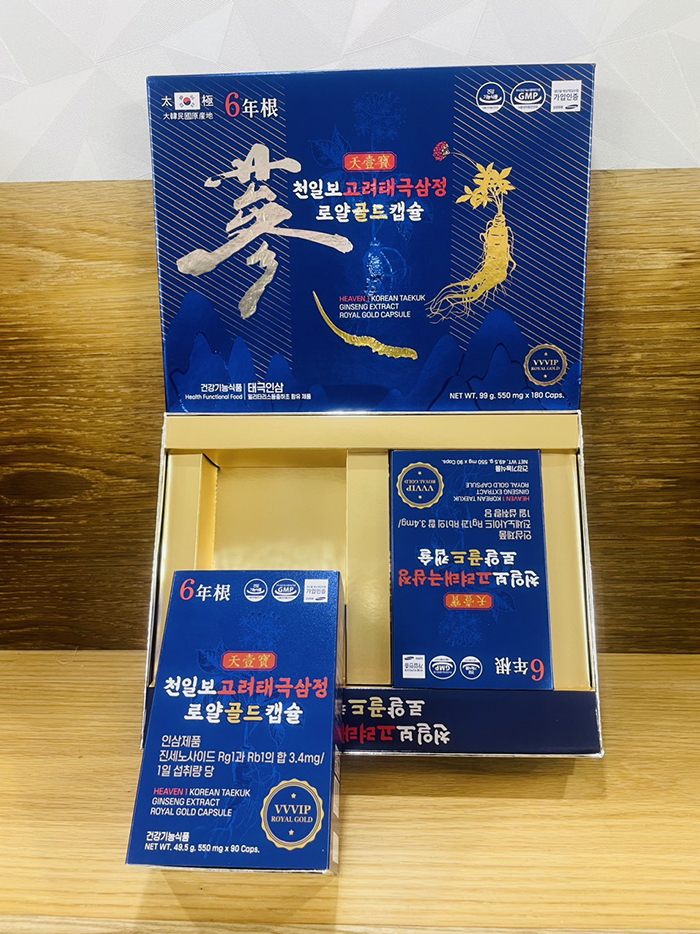 Thiên Sâm Đông Trùng Hạ Thảo Heaven 1 Korean Taekuk Ginseng Extract Royal Gold Capsule - Giá khuyến mãi