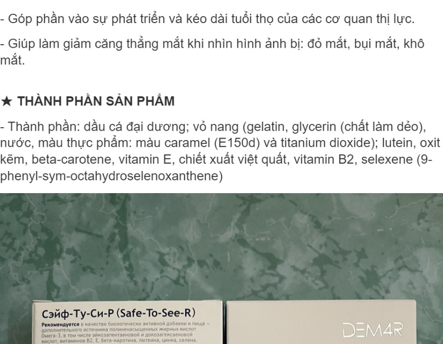 Viên Uống VISION SAFE2C FORTE Ngừa, Hỗ Trợ Thị Giác nhập khẩu Pháp 